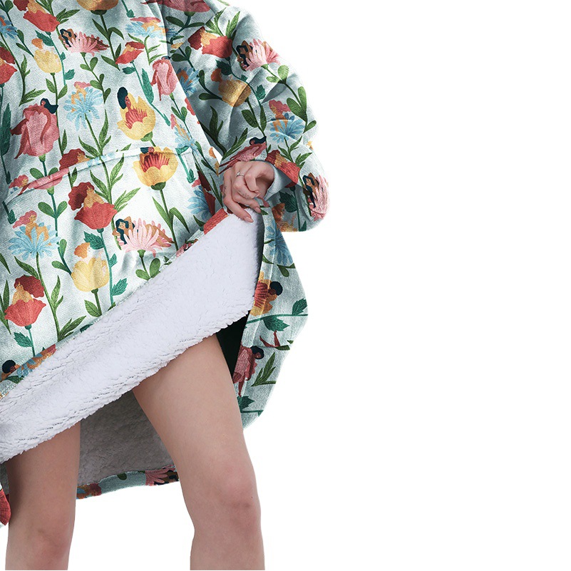 Pijamas transfronterizos engrosados de doble capa perezoso puede usar manta perezosa de franela perezoso con capucha pijamas de doble capa perezoso desgaste exterior