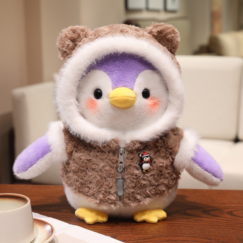 Pingüino de Navidad se transforma en chaqueta de flores del noreste, sombrero de copo de nieve, pingüino pequeño, regalos para chicas en Nochebuena