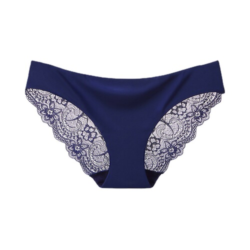 Cross-border ice silk seamless panties for women, pure lust style, large size sexy lace women's low-waist antibacterial briefs for women