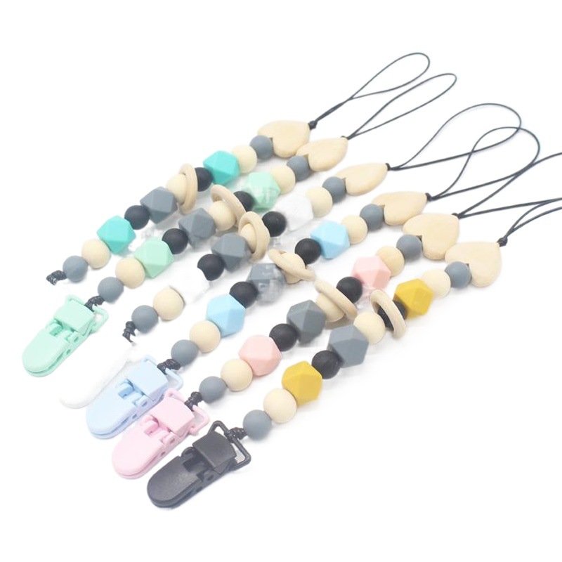 INS caliente Amazon AliExpress Comercio exterior chupete cadena anti-gota cuentas de silicona chupete clip de chupete cadena