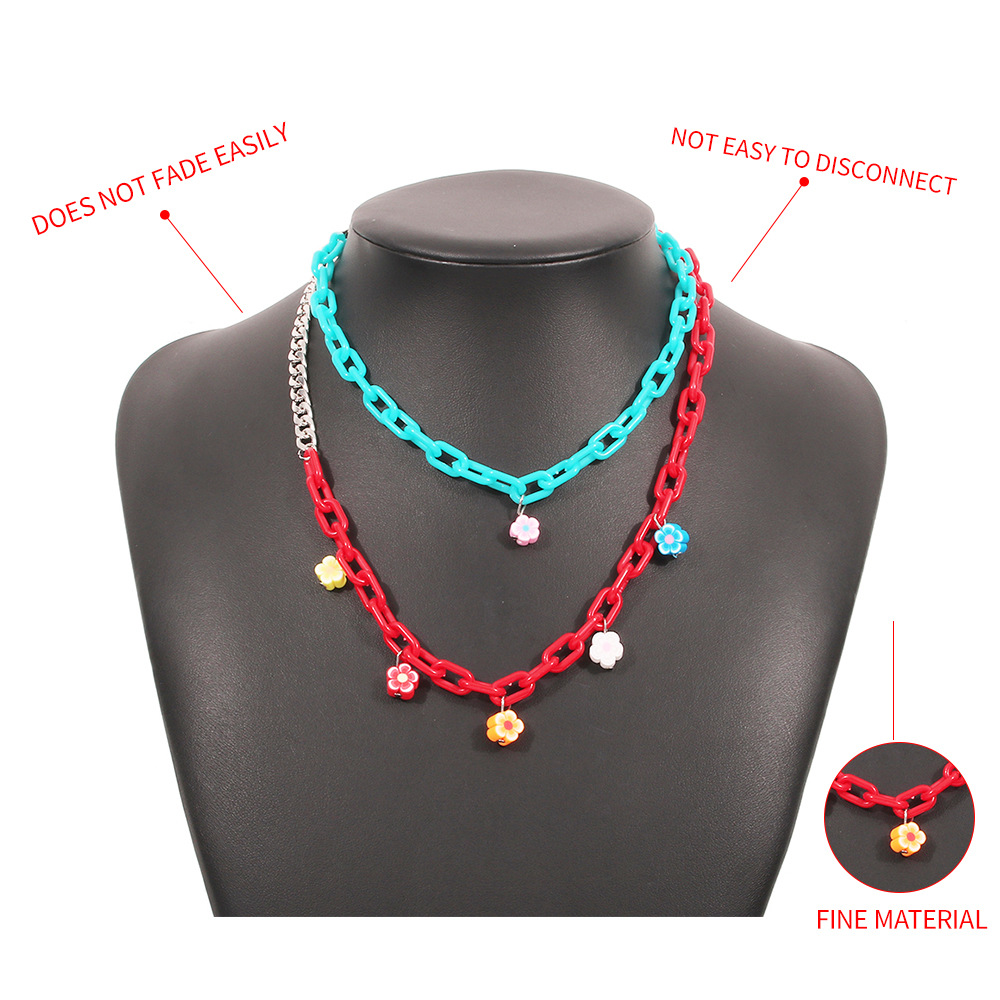 Wholesale Jewelry Colorful Chain Splicing Flower Pendant Necklace Nihaojewelry display picture 6