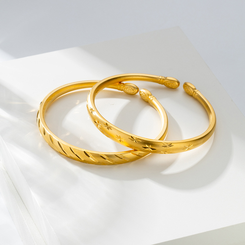 Pulsera de oro de arena antigua de alta calidad, tienda de oro, el mismo párrafo, imitación de joyas de oro de 24k, pulsera abierta gypsophila, pulsera femenina