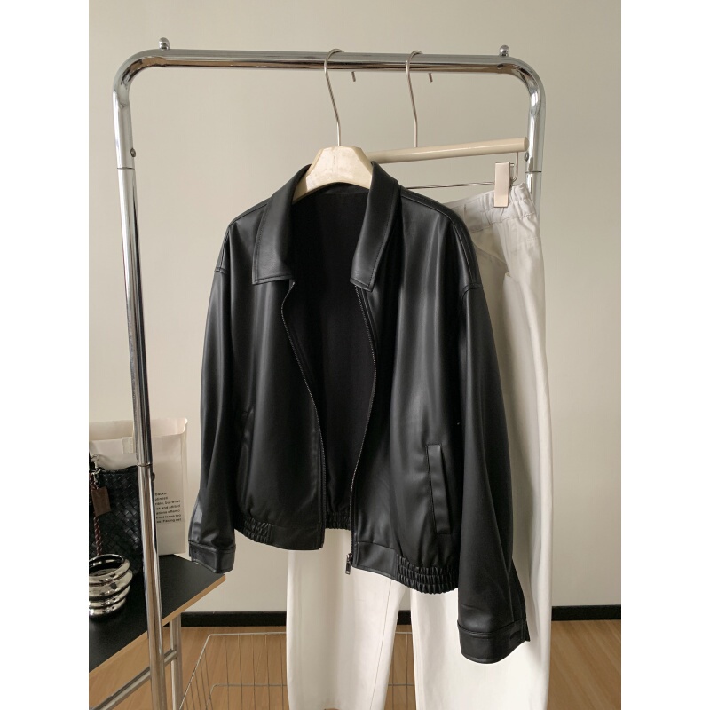 Cool and Stylish American Retro Leather Jacket for Women, 2026 Spring and Autumn New Pu Leather Black Slim-Fit Leather Jacket Top Cool and Stylish American Retro Leather Jacket for Women, 2026 Spring and Autumn New Pu Leather Black Slim-Fit Leather Jacket Top