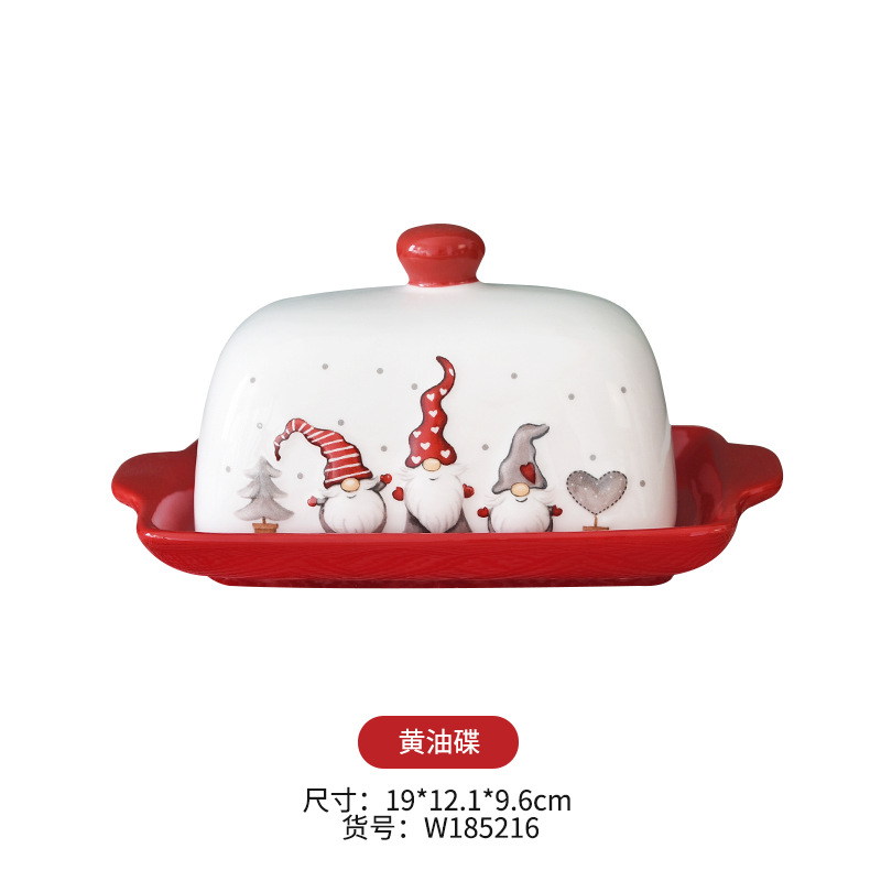 Nordic Santa Claus Tazón plato vajilla traje de alivio ensalada de arroz tazón de cerámica occidental plato plano taza tetera