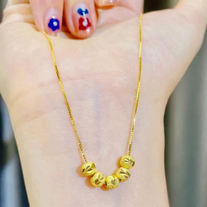 Live Broadcast Korean Version of the Five Blessings Necklace, Simple and Niche Ins-Style Design, Fortune Beads Plated with 18K Gold, Collarbone Chain Wholesale Live Broadcast Korean Version of the Five Blessings Necklace, Simple and Niche Ins-Style Design, Fortune Beads Plated with 18K Gold, Collarbone Chain Wholesale