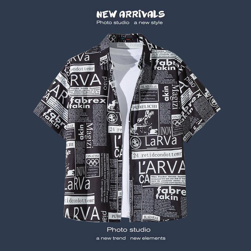 Camisas de manga corta estilo Hong Kong para hombres y mujeres, camisas florales de manga tres cuartos holgadas y delgadas de verano para playa hawaiana