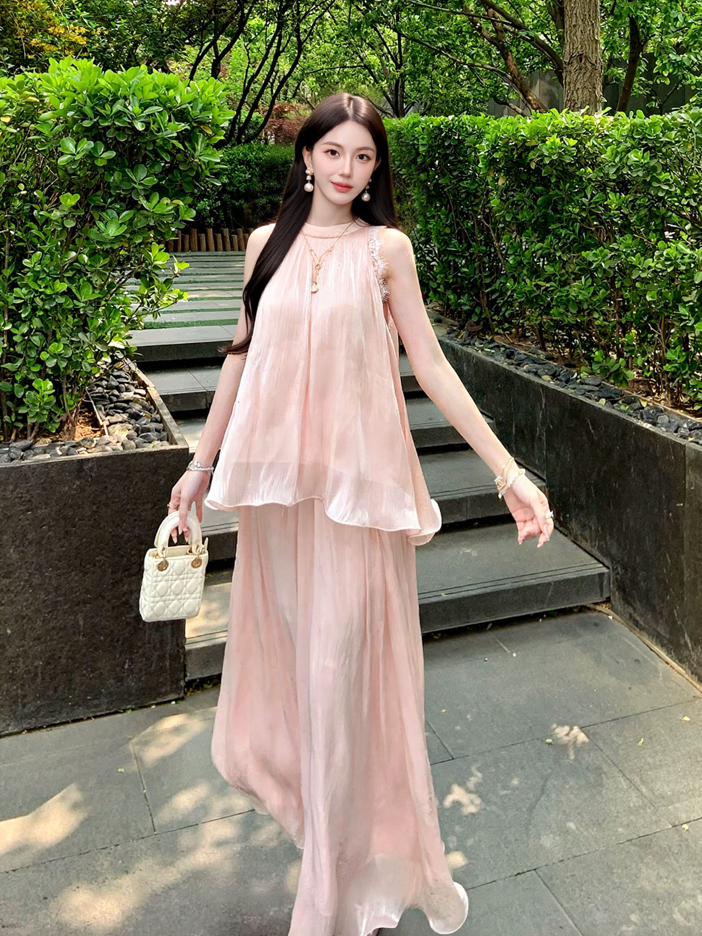 Bộ áo ren hoa + chân váy đính đá hai mảnh phong cách tân cổ điển — Trang chủ, bộ đồ, nửa váy