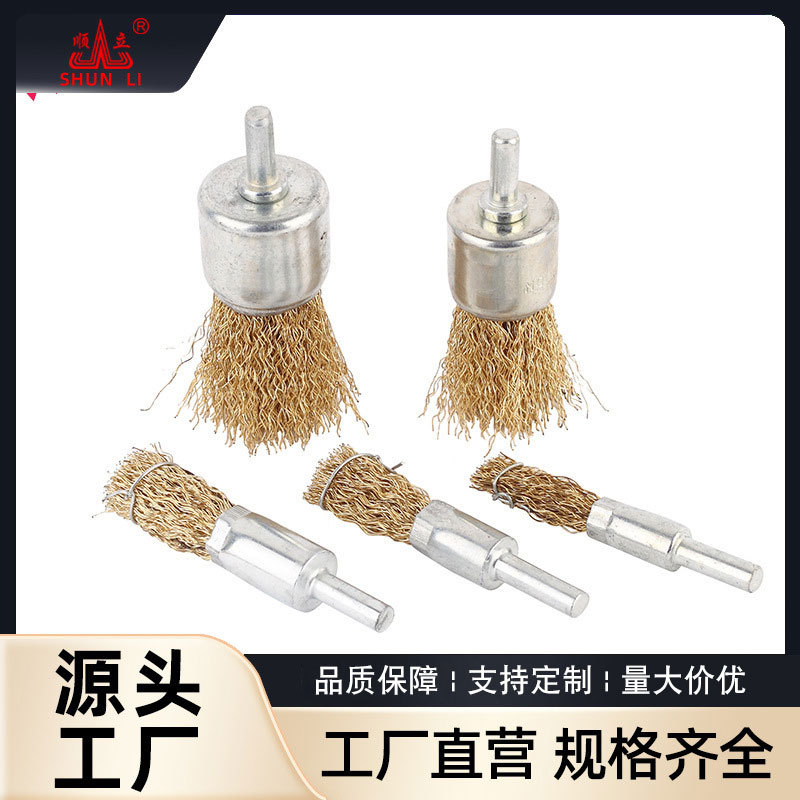 厂家直销钢丝笔刷 10 12 16 25 30镀铜钢丝笔刷 除锈抛光钢丝笔刷