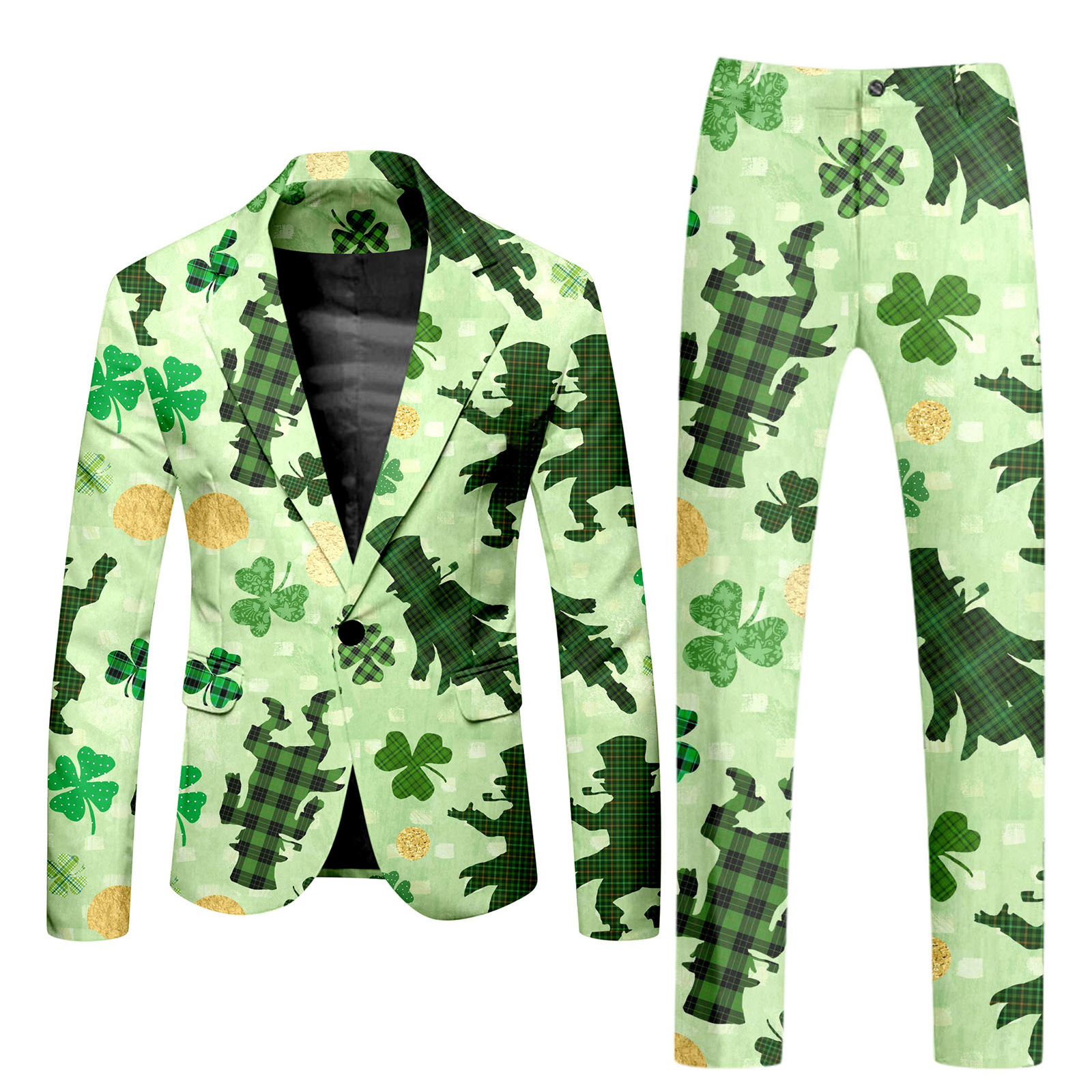 Traje verde fresco y enérgico Traje de estilo de personalidad casual de negocios Traje de un solo botón Pantalones delgados WL8-MR7