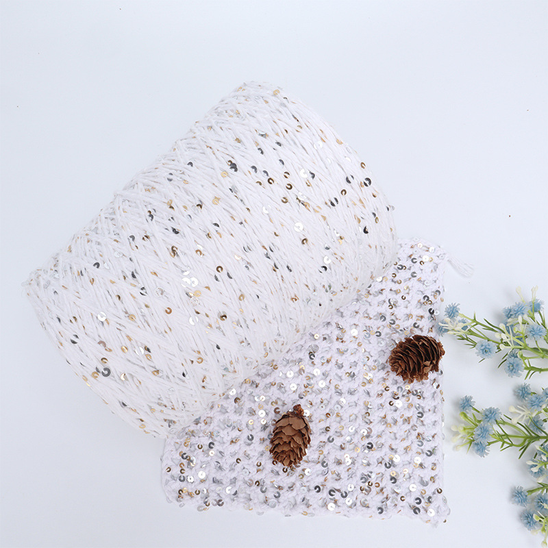 3+5小香风亮片线手工编只纯棉线珠片配线时尚亮片黑白色亮片1千克