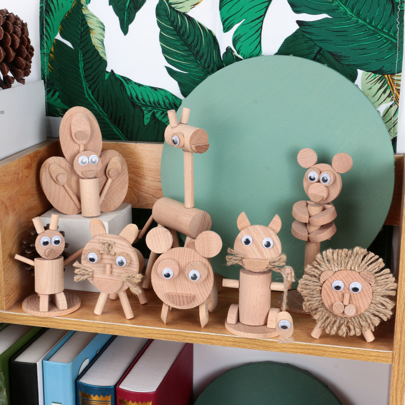 Paquete de materiales DIY para niños carpintería animal piezas de madera pila de ramas paquete de materiales de jardín de infantes juguetes hechos a mano