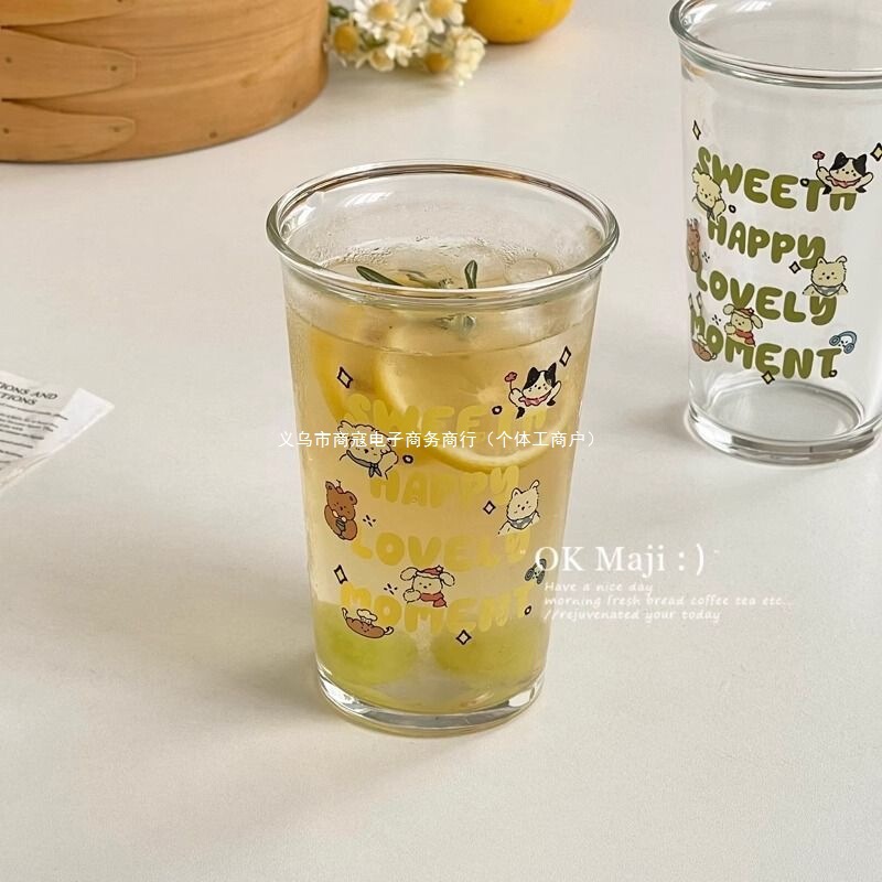 可爱玻璃杯高硼硅耐热加厚大容量家用喝水杯子耐高温水杯咖啡杯无|undefined
