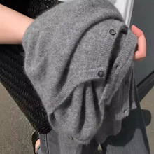 羊毛开衫女法式圆领针织毛衣外套秋冬韩版百搭短款显瘦打底羊绒衫