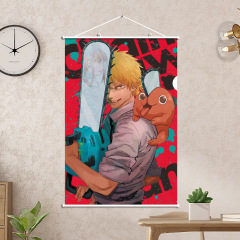 動漫周邊 Chainsaw Man電鋸人啵奇塔 掛畫捲軸牆畫掛畫60X90CM