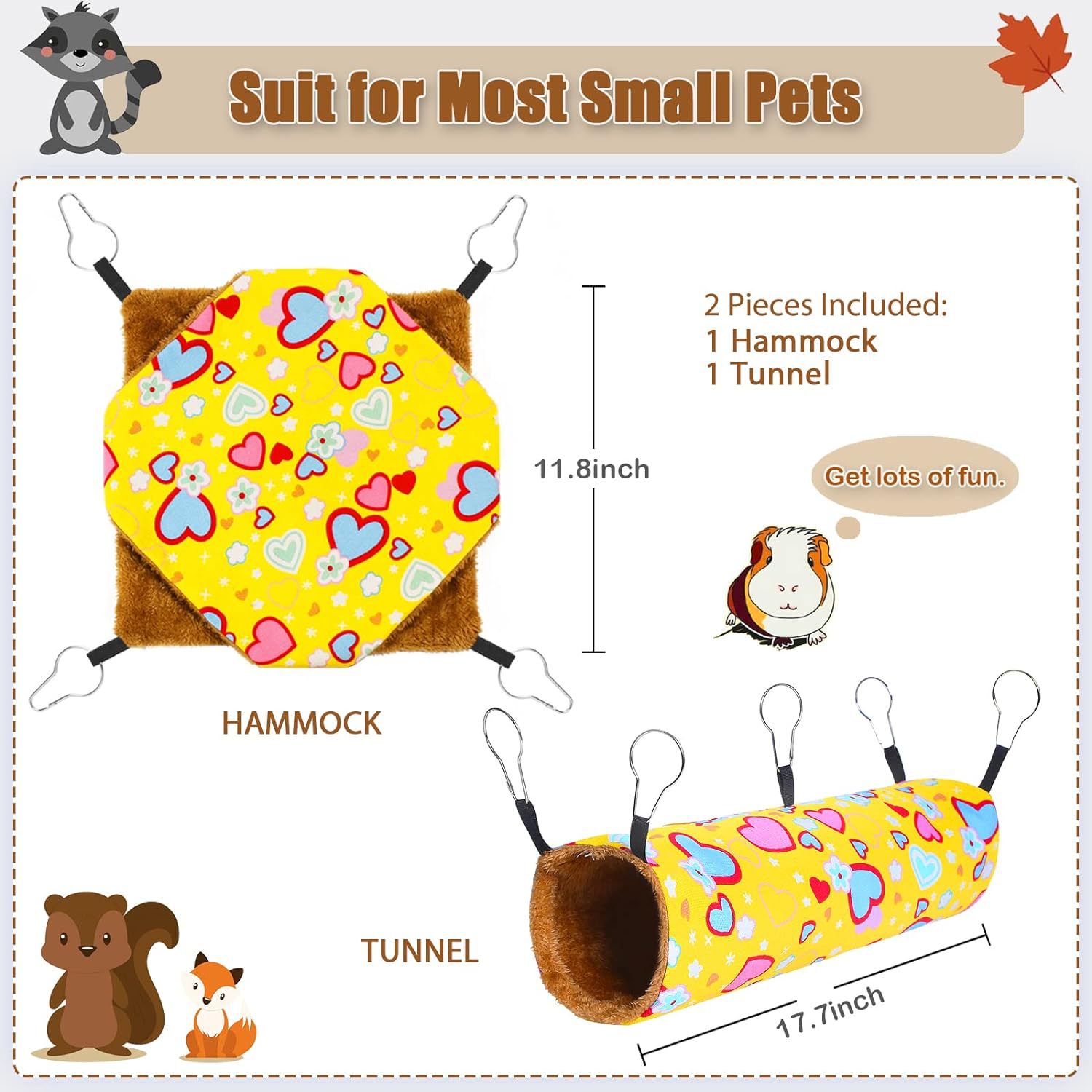 Ferret Small Pet Hammock Set Hanging Hammock And Tubular Tunnel
