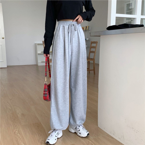 New  Spring and Autumn Large Size Loose Solid Color Ankle Length Wide Leg Pants Inspired by Instagram Trendy Student Sporty Casual Pants