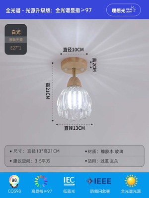 통로 램프 업그레이드 풀 스펙트럼/디스플레이 핑거 ≥ 97 로그 컬러 아이 싱글 헤드 (13cm) 트라이 컬러 디밍