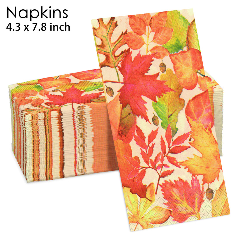 Jiu Yi's New Product Is in Stock for Autum Thanksgiving Party White Background Red, Yellow and Green Various Styles of Maple Leaf Disposable Long Paper Towels