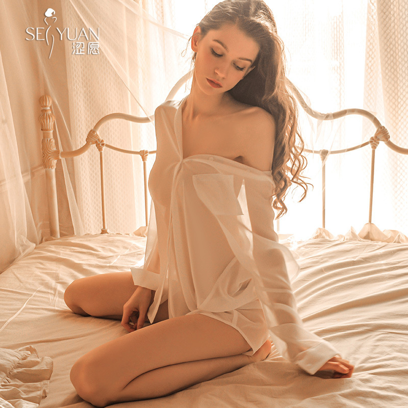 Sexy lingerie boyfriend style shirt sexy pajamas 2025 new pure desire high sense women's pajamas 0344