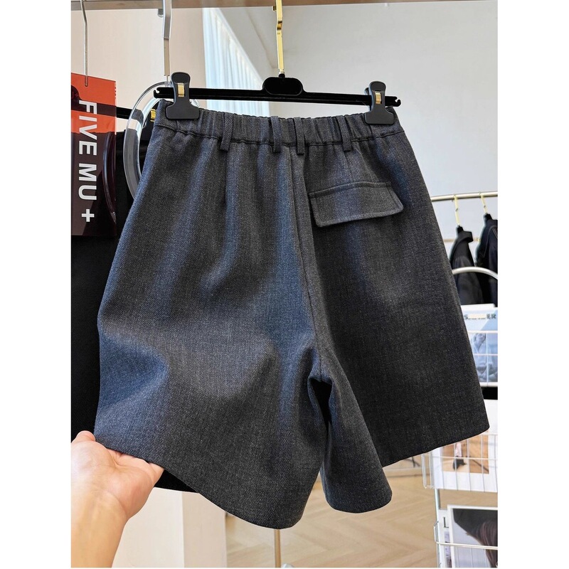 New Product with a Stylish and Chic Vibe, Extremely Attractive Elastic Waistband, Wide-Leg Straight Casual Suit Shorts for Women, Autumn New Product with a Stylish and Chic Vibe, Extremely Attractive Elastic Waistband, Wide-Leg Straight Casual Suit Shorts for Women, Autumn