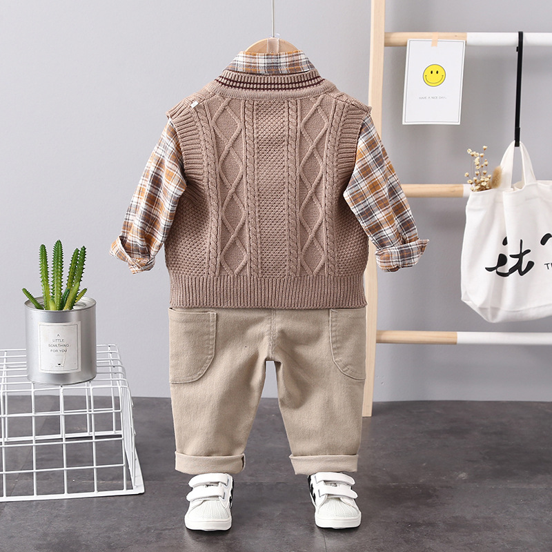 360g Weight Kids Clothing Sets Children's Clothing Type Long Sleeve Sleeve Length Cotton Fabric Type Pants Sets Sets Type 3 Pieces Set Quantity Holiday, Banquet, Daily Occasion Shirt Collar Neckline Regular Fit Fit Type Lattice Pattern Spring, Autumn Season Boy'S Gender Casual, Elegant, Simple Style Style Casual Elegant Simple Style Lattice Cotton Boys Clothing Sets 2