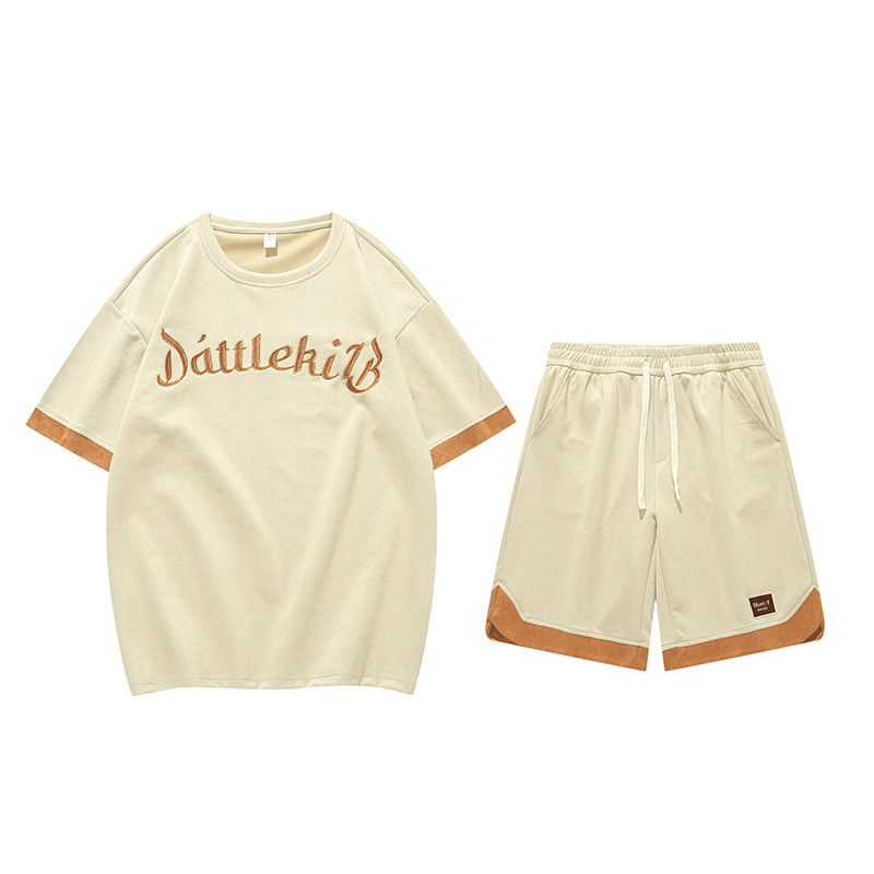 Herretøj Grænseoverskridende japansk kortærmet T-shirt til mænd, sommertøj i Hong Kong-stil med drengetøj og arbejdsshorts, flot jakkesæt_voghion.com