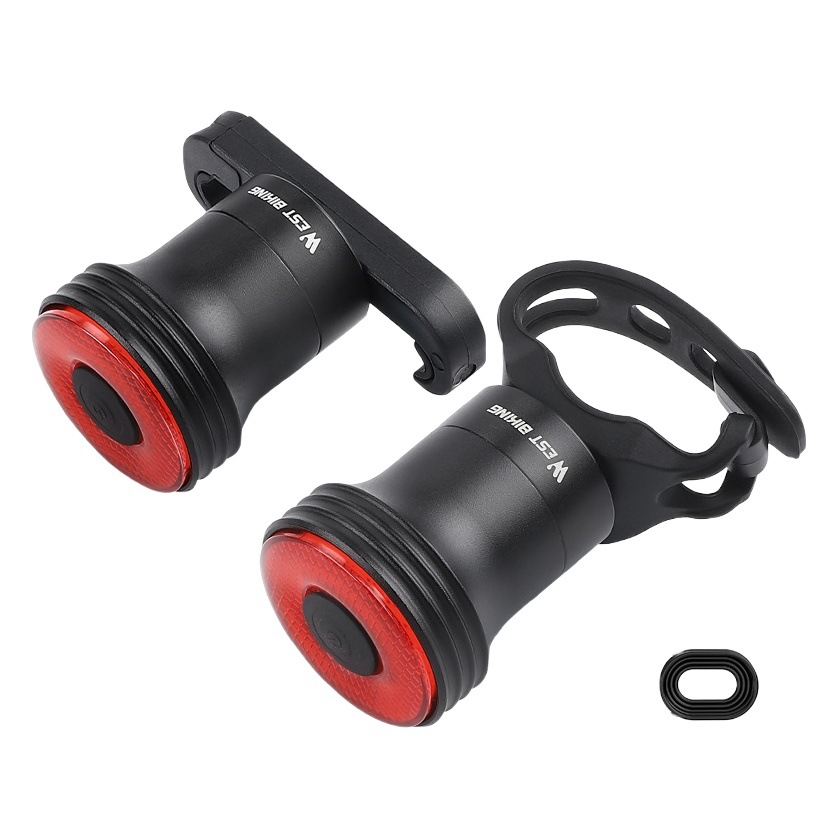 OESTE CICLISMO inteligente de la luz trasera de aleación de aluminio de Tipo-c inteligente de inducción de freno Luz de montar en bicicleta Luz