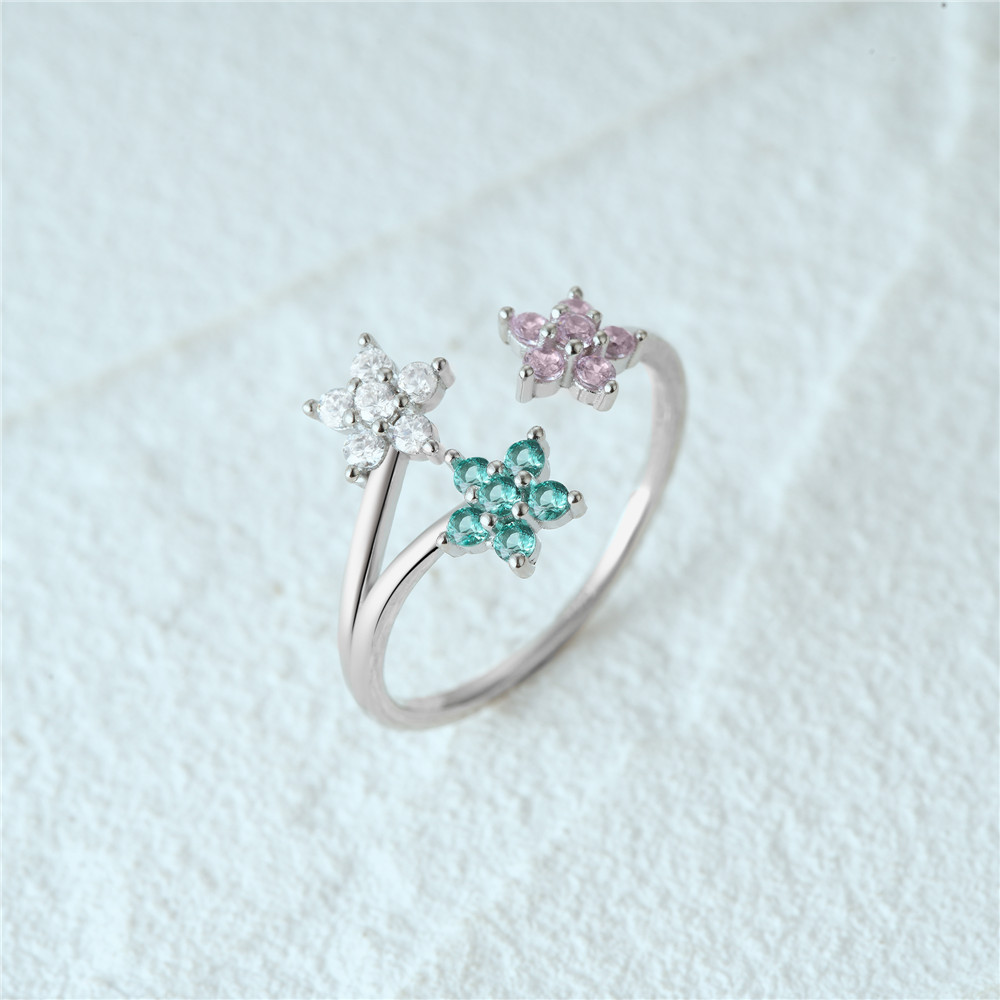 4g Weight Zircon Inlay Material Open Rings Classification Adjustable Ring Size 1 Piece Quantity Daily Occasion 925 Sterling Silver Material Heart Shape, Flower, Bow Knot Pattern Women's Gender Plating, Flowers Design Sweet, Shiny Style 925 Sterling Silver Zircon Heart Shape Flower Bow Knot Open Rings 28