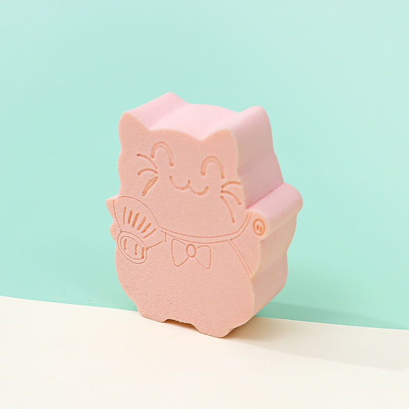 Customizado para atraer dinero gato polvo plano cojín de aire animado animal no comer polvo plano galletas de polvo húmedo doble uso huevo de maquillaje