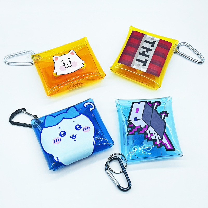 Cartoon Cute Pvc Jelly Coin Purse Transparent Card Holder Storage Bag with Carabiner for Hanging on Bags Coin Purse