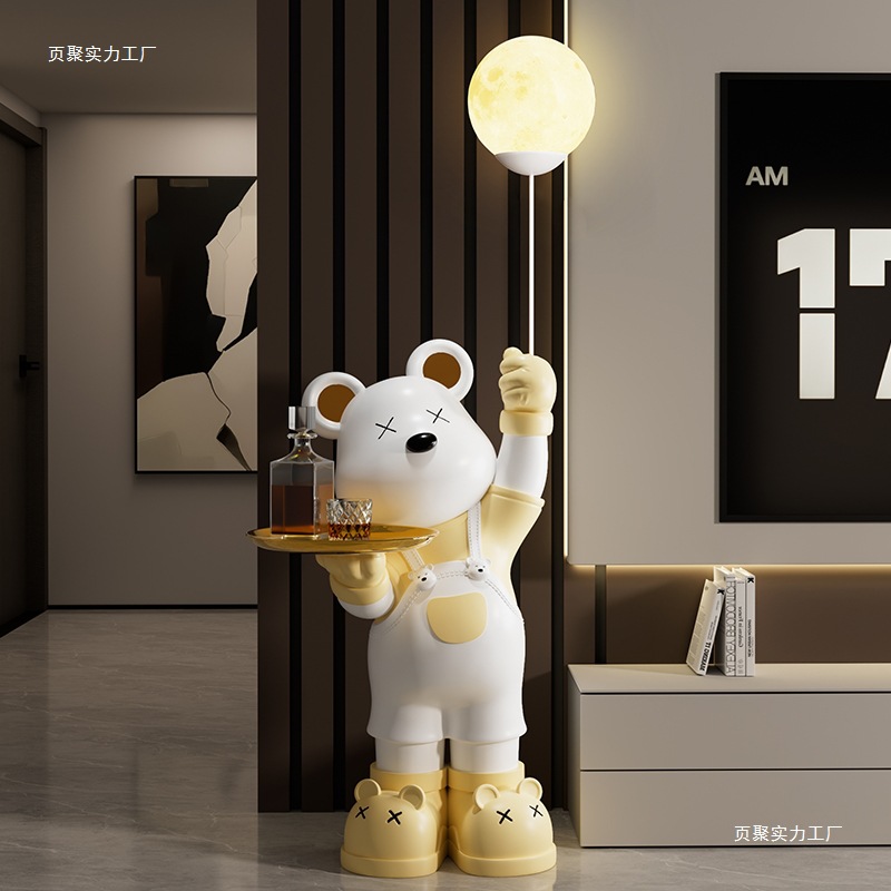 Violent Bear Large Floor-Standing Ornament Moon Lamp Living Room Tv Cabinet Sofa Side Decoration Housewarming Gift