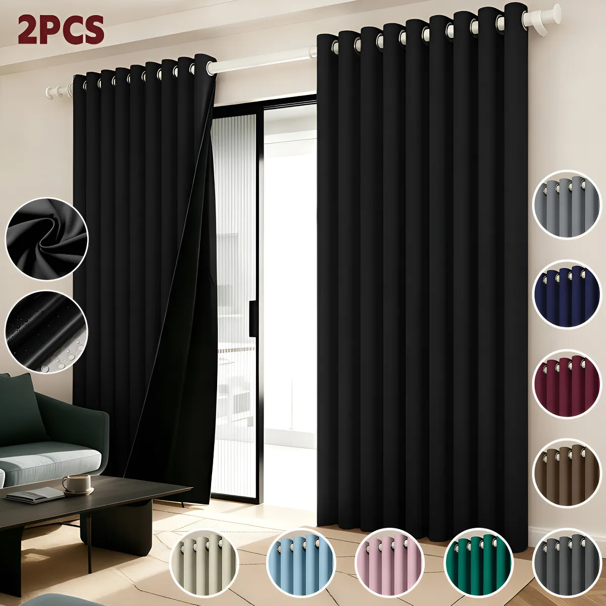 100% Blackout Export-Grade Amazon Temu Lightweight Coated Waterproof Pongee Living Room and Bedroom Curtain Fabric