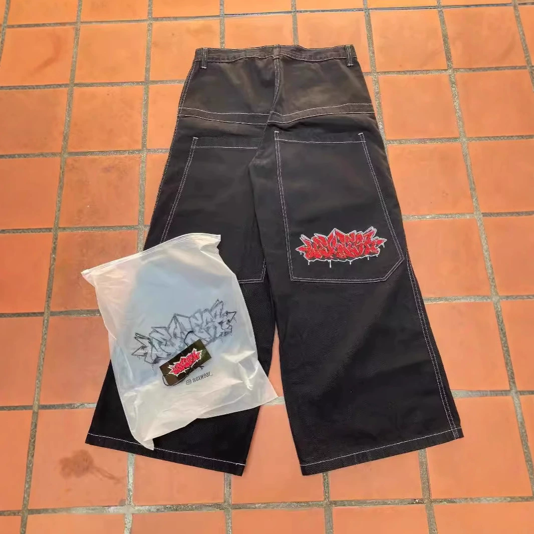 Весенние новые американские высокие улицы вышитые прямые джинсы для мужчин и женщин