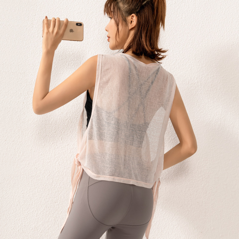 2025 New Yoga Cover-Up Women's Burnt Flower Trendy Sports Sleeveless T-Shirt Quick-Drying Fitness Running Sleeveless Vest Top
