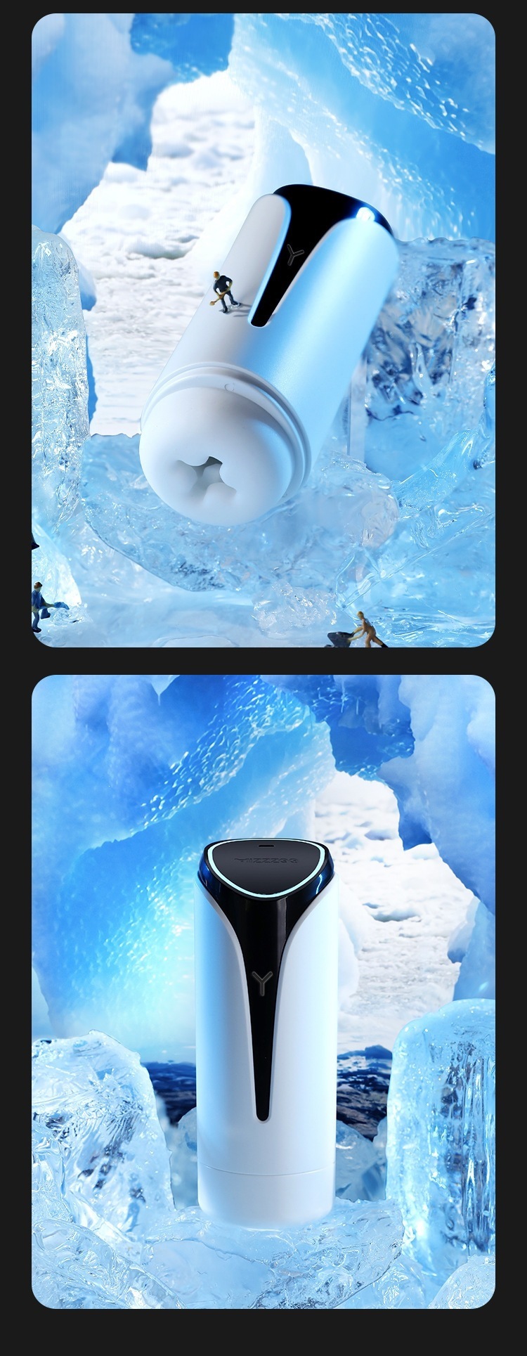 Mystery Blue Crystal Y Aircraft Cup Male Masturbator with Suction Base — detail image 29