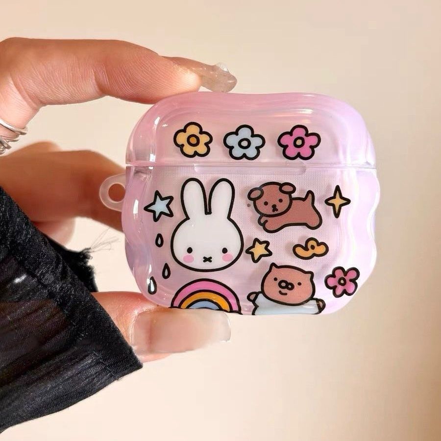 Cute flores Miffy conejo para airpodspro1 generación 2 generación 3 generación 4 generación Apple Bluetooth auriculares cubierta protectora