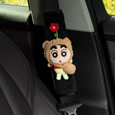 decoration plush toy car – Seat belt shoulder pad - crayon-shin-chan-shoulder-pads-red-flower-crayon-shin-chan-black-short-velvet-seatbelt-shoulder-pad-cover
