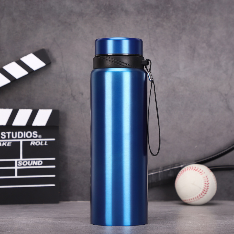 Botella termo de acero inoxidable 304, portátil para exteriores y coche, gran capacidad, con asa
