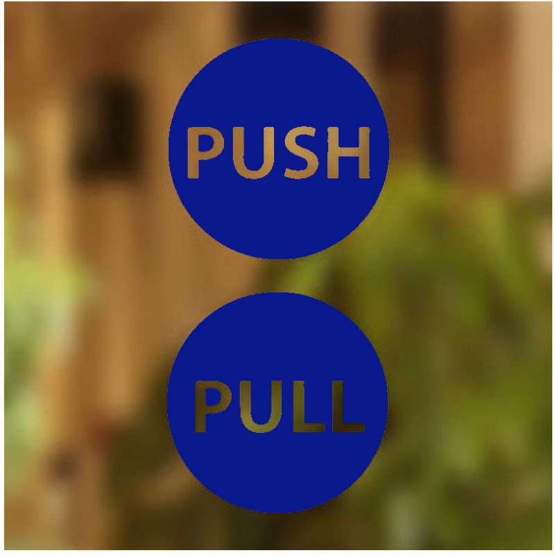 Un conjunto de puertas deslizantes de vidrio circulares Push Pull simple y creativo con etiqueta autoadhesiva