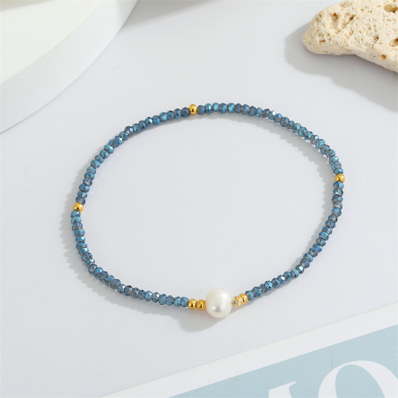 simple new pearl beaded bracelet handwoven rice bead elastic braceletpicture2