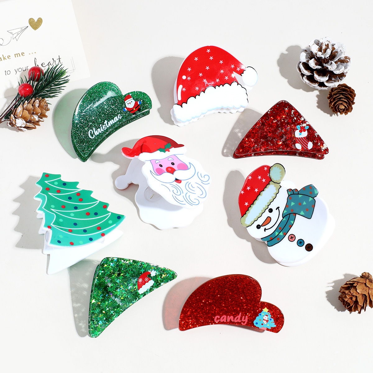 Plastic, Resin Material Christmas Festival Christmas Glam Christmas Classic Style Women's Christmas Tree Santa Claus Plastic Resin Hair Claws