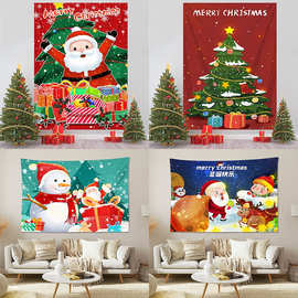 圣诞挂毯大尺寸跨境节日派对商场学下活动装饰圣诞背景布高清还原