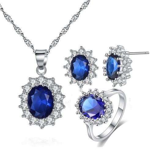 E-commerce Fashion Sunflower Set Diamond Three-Piece Set Micro-Set Diamond Fashion Jewelry Set J5519