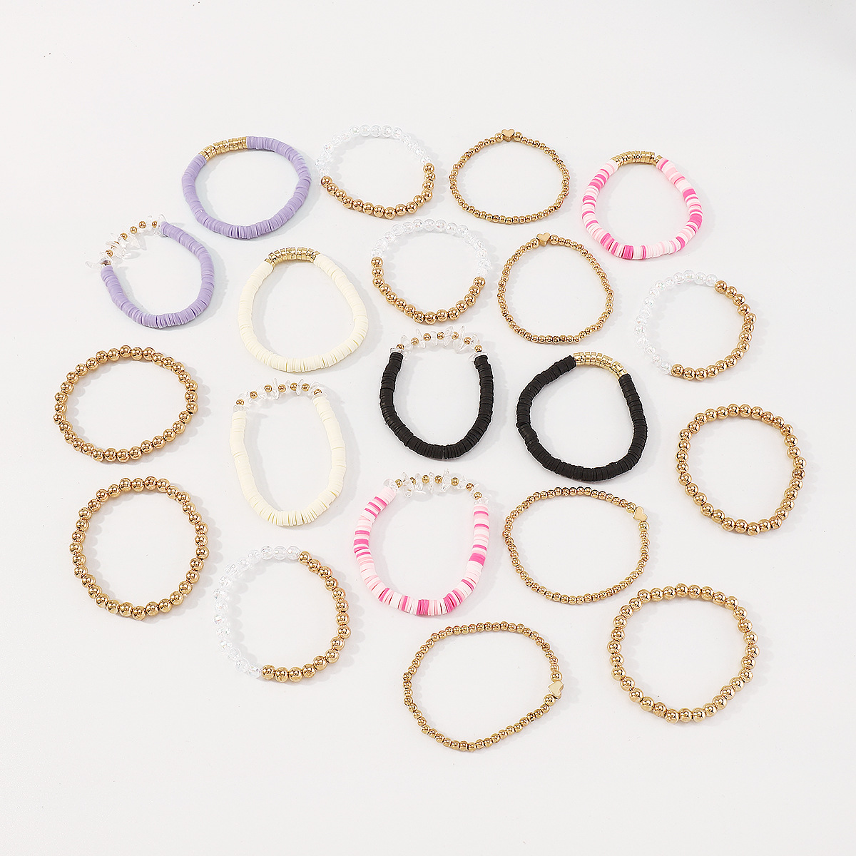 Fashion Heart Shape CCB Resin soft clay Beaded Layered Bracelets