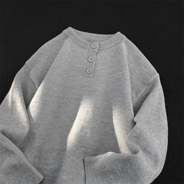 demi-season Japanese retro knitted sweater with a round collar
