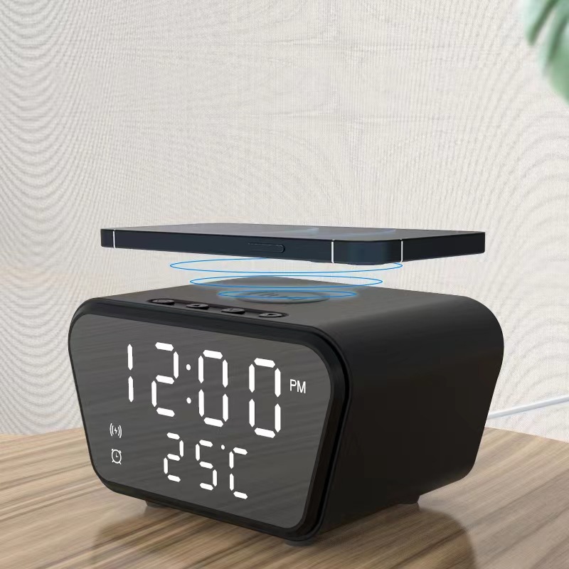 Comercio electrónico, reloj de venta caliente, Banco de energía inalámbrico, cargador de teléfono móvil, pequeño regalo creativo, pantalla digital de temperatura, carga de flash