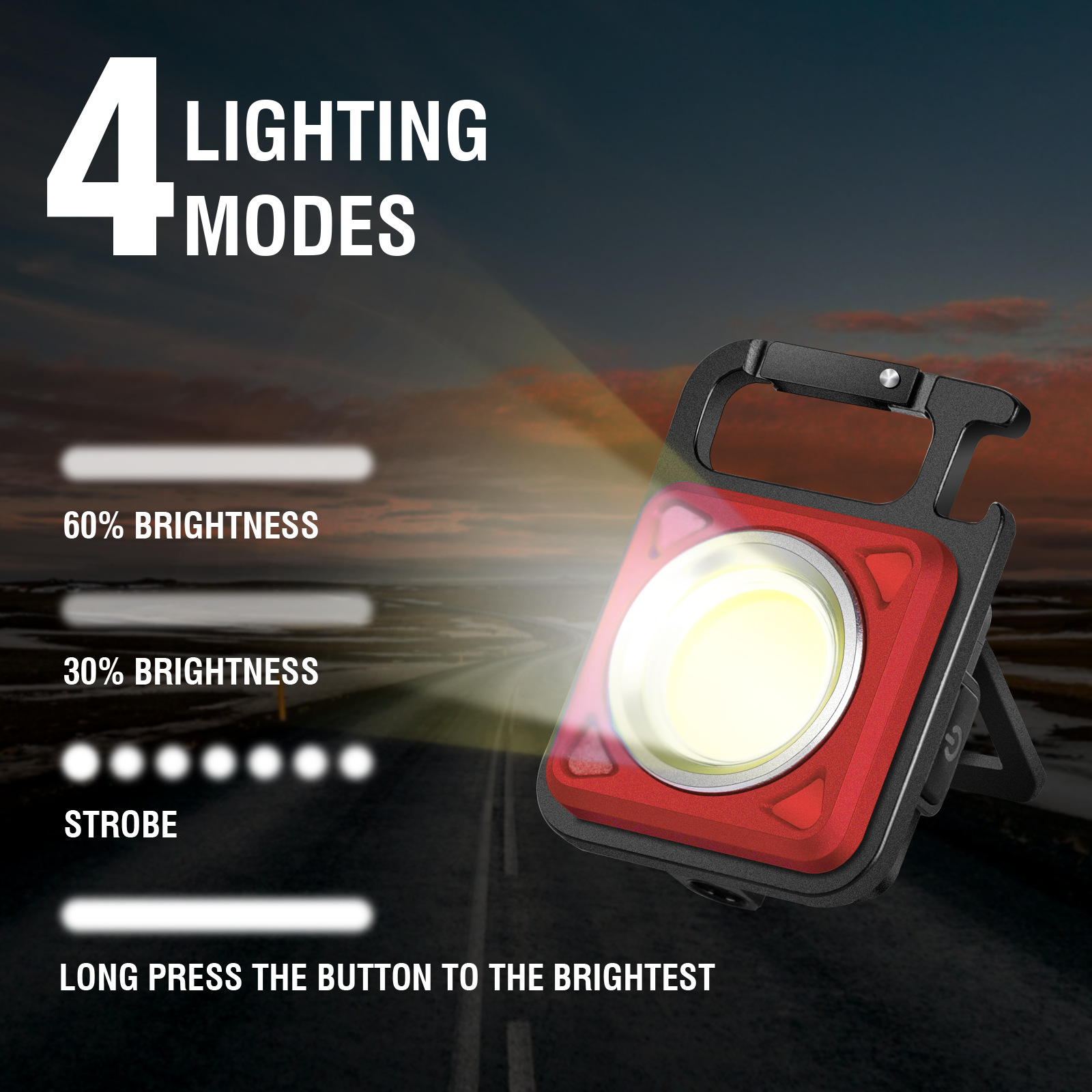 Llavero luz multicolor camping luz multifuncional al aire libre camping portátil coche luz de emergencia succión magnética plegable luz de trabajo