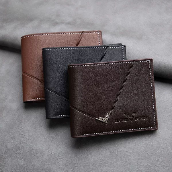 2023 Men's Wallet Short Style Wallet with Multiple Card Slots Horizontal Style Bus Card Holder Credit Card Business Commuting Portable