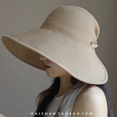 輸出日単2025新型草編日焼け止め帽子子供夏アルファベット刺繍漁師帽子折り畳み可能な透かし