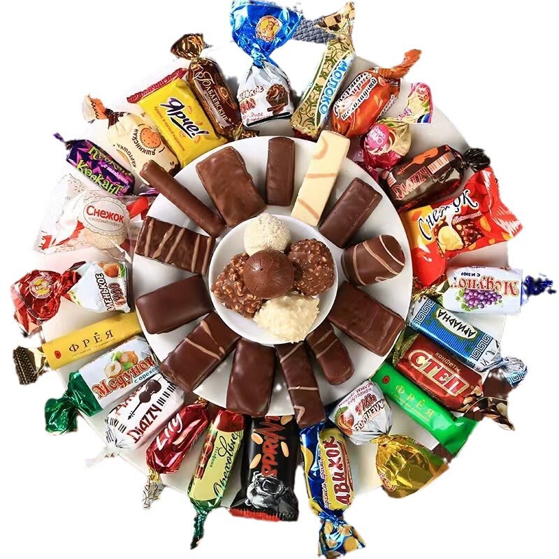 ロシア輸入風味キャンディー混合サンドイッチチョコレートスナック大ギフトバッグクリスマス結婚喜糖年産|undefined